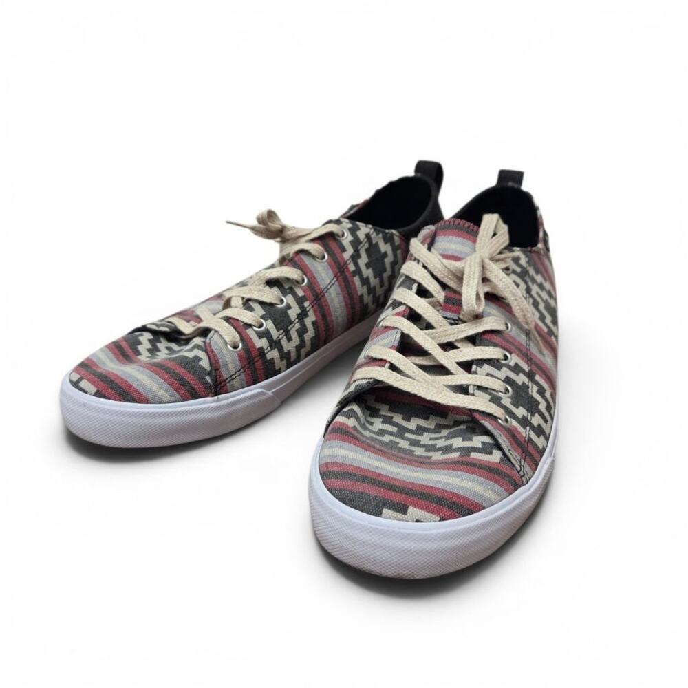 Sanuk Aztec Tribal Print Canvas Lace-Up Sneakers Low Top Casual Shoes, Men's 12